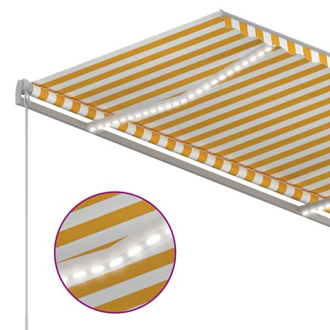 Luifel automatisch met LED en windsensor 3x2,5 m geel en wit 4