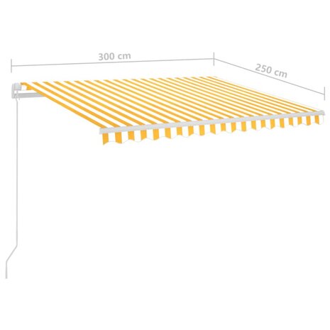 Luifel automatisch met LED en windsensor 3x2,5 m geel en wit 11