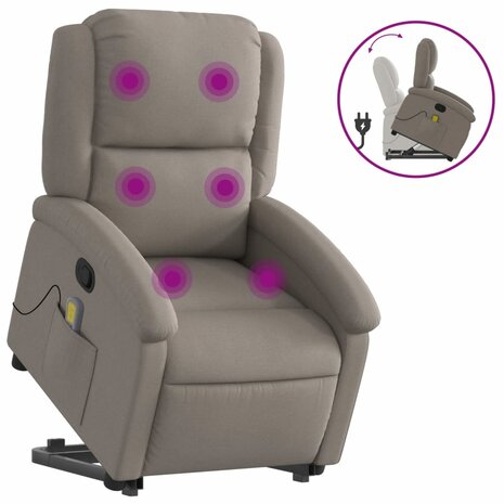 Sta-op-massagestoel verstelbaar stof taupe 2