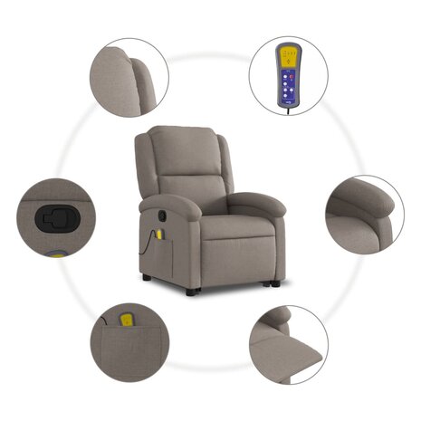 Sta-op-massagestoel verstelbaar stof taupe 8