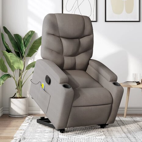 Sta-op-massagestoel verstelbaar stof taupe 1