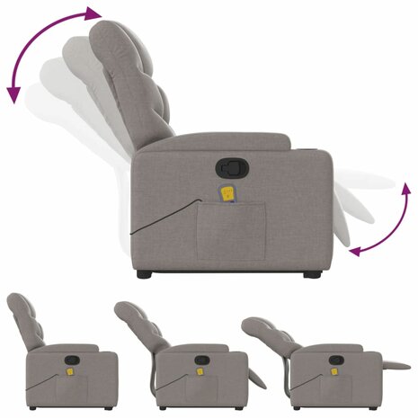 Sta-op-massagestoel verstelbaar stof taupe 7