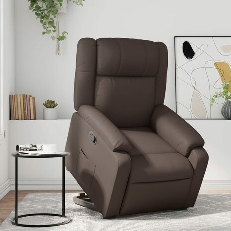 Sta-op-fauteuil verstelbaar kunstleer bruin 1