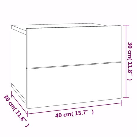 Nachtkastje 40x30x30 cm bewerkt hout grijs sonoma eikenkleurig 8