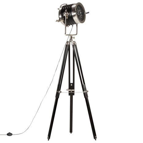 Vloerlamp driepoot 171 cm massief mangohout zwart 2