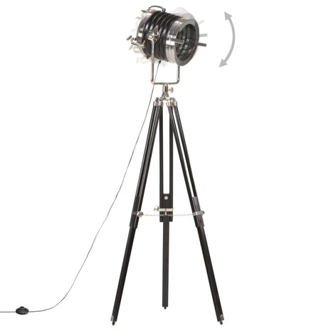 Vloerlamp driepoot 171 cm massief mangohout zwart 6