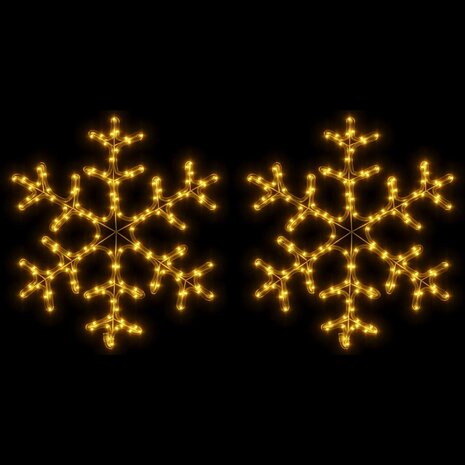 Kerstfiguur sneeuwvlok met LED&apos;s 2 st 59x59 cm warmwit 2