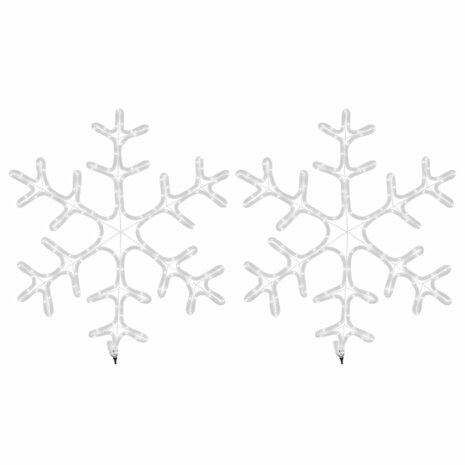 Kerstfiguur sneeuwvlok met LED&apos;s 2 st 59x59 cm warmwit 3