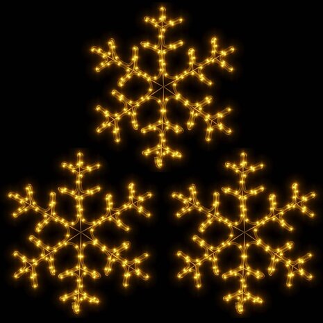 Kerstfiguur sneeuwvlok met LED&apos;s 3 st 59x59 cm warmwit 2