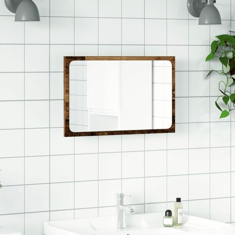 Badkamerspiegel met LED 60x8,5x38 cm oud houtkleurig 4