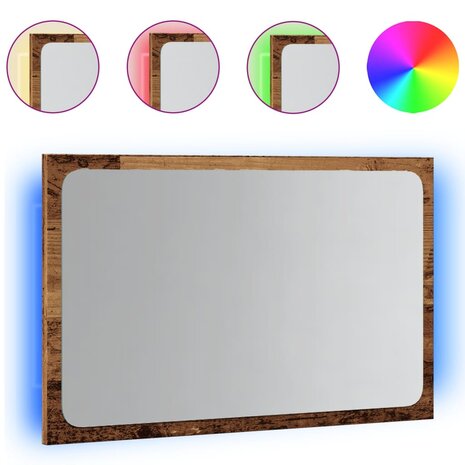 Badkamerspiegel met LED 60x8,5x38 cm artisanaal eikenkleurig 2