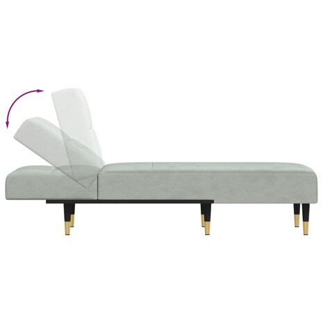 Chaise longue fluweel lichtgrijs 6
