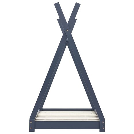 Kinderbedframe massief grenenhout grijs 80x160 cm 4