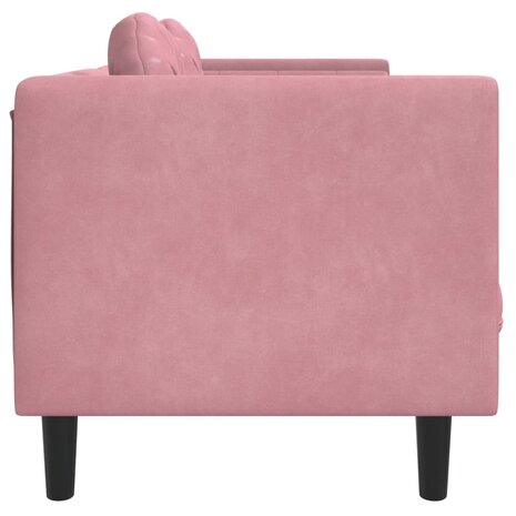 Bank met kussens 3-zits fluweel roze 5