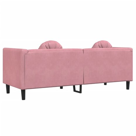 Bank met kussens 3-zits fluweel roze 6