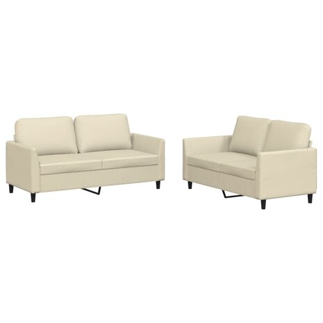 2-delige Loungeset met kussens kunstleer crème 2