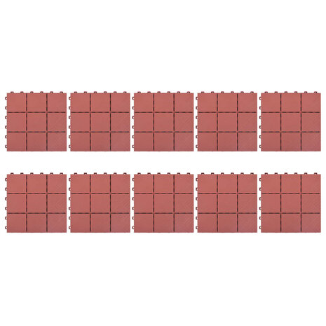 Terrastegels 10 st 30,5x30,5 cm kunststof rood 2