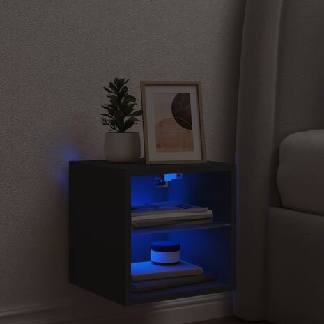 Tv-wandmeubel met LED-verlichting 30x28,5x30 cm zwart 3