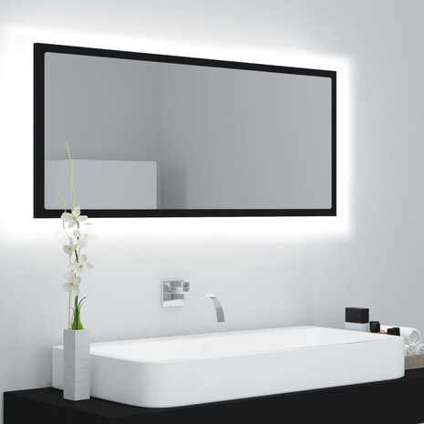 Badkamerspiegel LED 100x8,5x37 cm acryl zwart 1