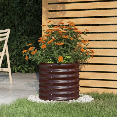 Plantenbak 40x40x36 cm gepoedercoat staal bruin 1