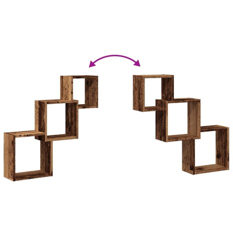Wandplanken kubus 68x15x68 cm bewerkt hout oud houtkleurig 7