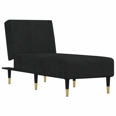 Chaise longue fluweel zwart 2