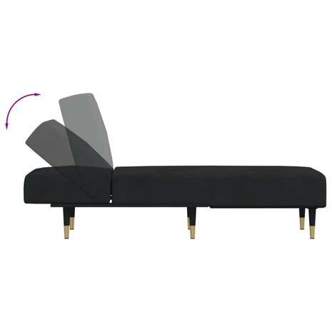 Chaise longue fluweel zwart 6