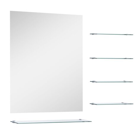 Wandspiegel met 5 schappen 50x60 cm zilverkleurig 2
