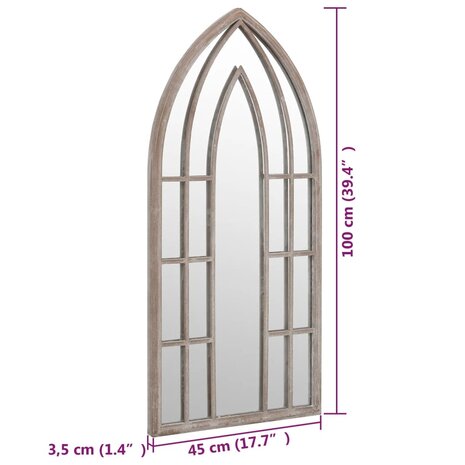 Tuinspiegel 100x45 cm ijzer zandkleurig 6