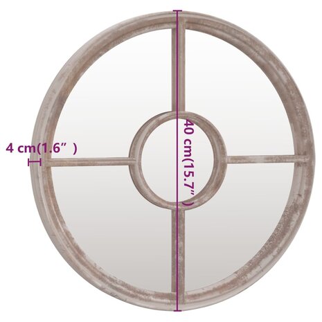 Tuinspiegel rond 40x4 cm ijzer zandkleurig 6