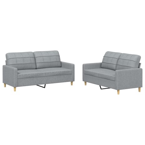 2-delige Loungeset met kussens stof lichtgrijs 2