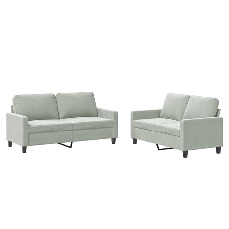 2-delige Loungeset met kussens fluweel lichtgrijs 2