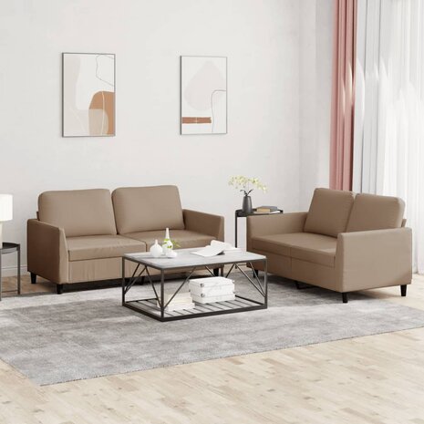 2-delige Loungeset met kussens kunstleer cappuccino 1