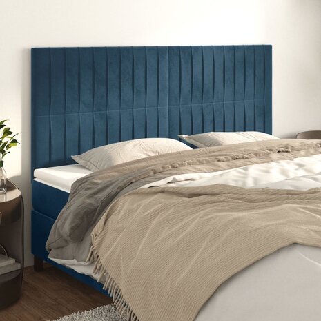 Hoofdborden 4 st 80x5x78/88 cm fluweel donkerblauw 1