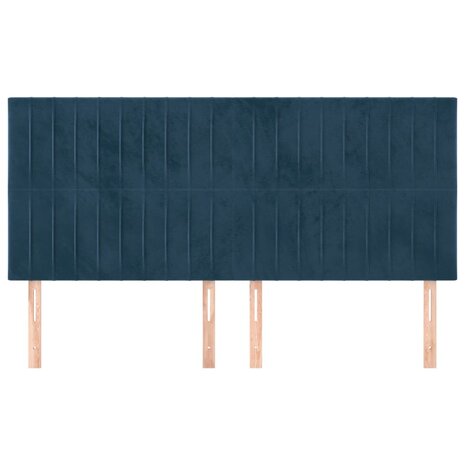 Hoofdborden 4 st 80x5x78/88 cm fluweel donkerblauw 3