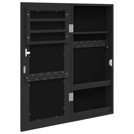 Sieradenkast met spiegel wandgemonteerd 30x8,5x67 cm zwart 5