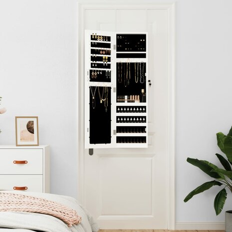 Sieradenkast met spiegel wandgemonteerd 30x8,5x106 cm wit 3