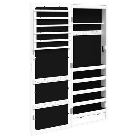 Sieradenkast met spiegel en LED wandgemonteerd wit 8