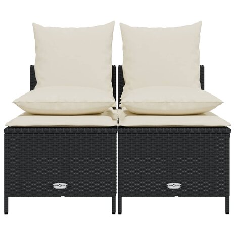 4-delige Loungeset met kussens poly rattan zwart 3