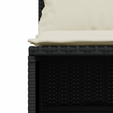 4-delige Loungeset met kussens poly rattan zwart 6