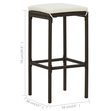 3-delige Barset poly rattan bruin 10