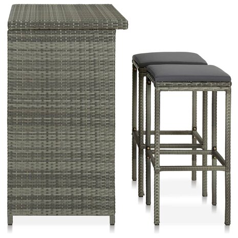 3-delige Barset poly rattan grijs 3