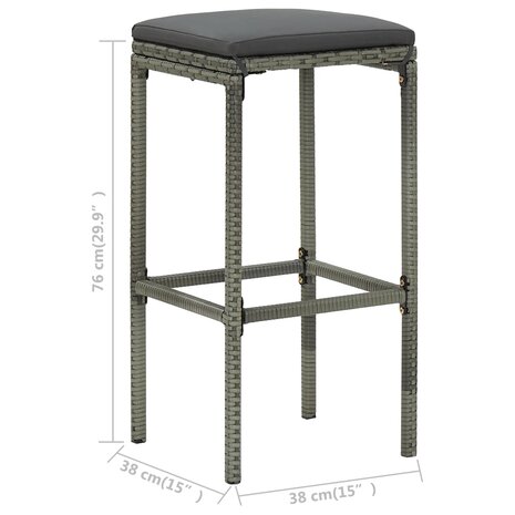 3-delige Barset poly rattan grijs 9