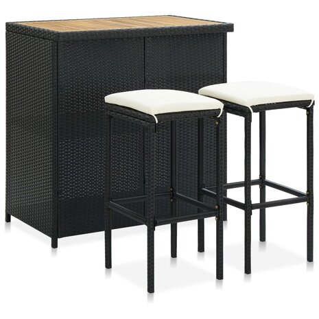 3-delige Barset poly rattan zwart 1