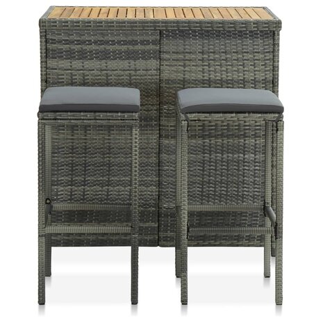 3-delige Barset poly rattan grijs 2