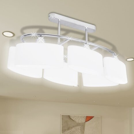 Plafondlamp met ellipsvormige glazen kappen 6xE14  1