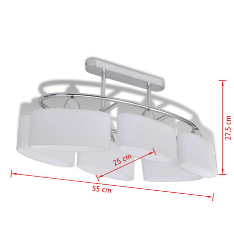 Plafondlamp met ellipsvormige glazen kappen 6xE14  6