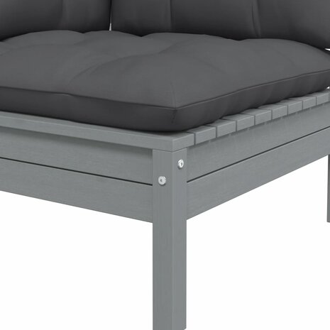 3-delige Loungeset met kussens massief grenenhout grijs 6