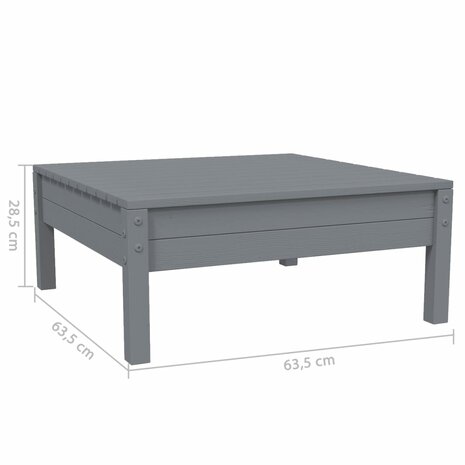 3-delige Loungeset met kussens massief grenenhout grijs 11