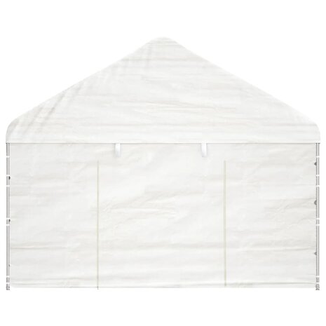 Prieel met dak 4,08x2,23x3,22 m polyetheen wit 3